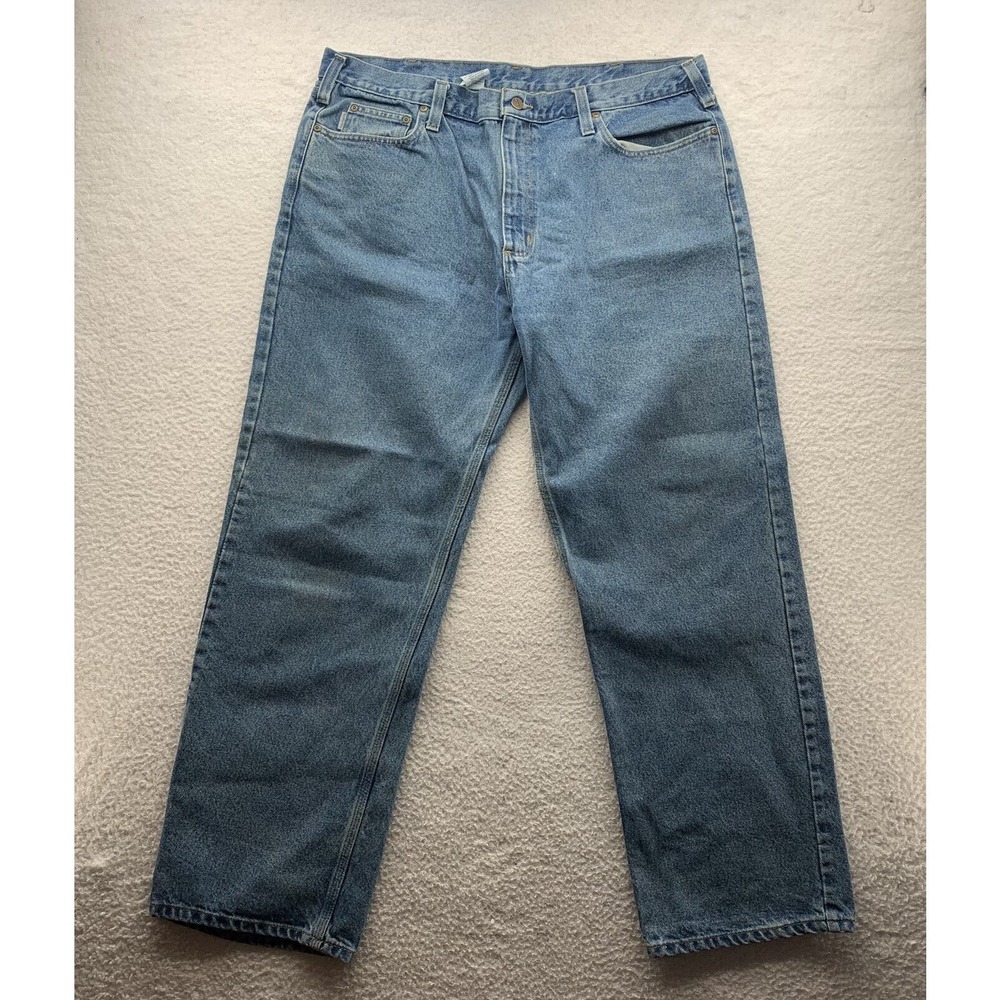 Carhartt Jeans Mens 42x32 Relaxed Fit Blue Workwear Farm Rancher Dad B460 LVB